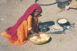 Rajasthani village woman cooking